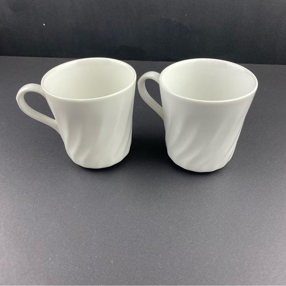 Corelle Coordinates Stoneware Mugs White Swirl Pattern Set of 2 - 8 oz Cups - Picture 6 of 8